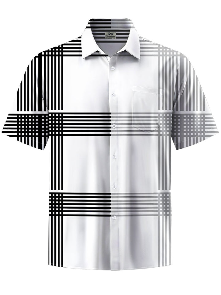 Alohadaddy® Casual Stripe Art Print Chest Pocket Men&