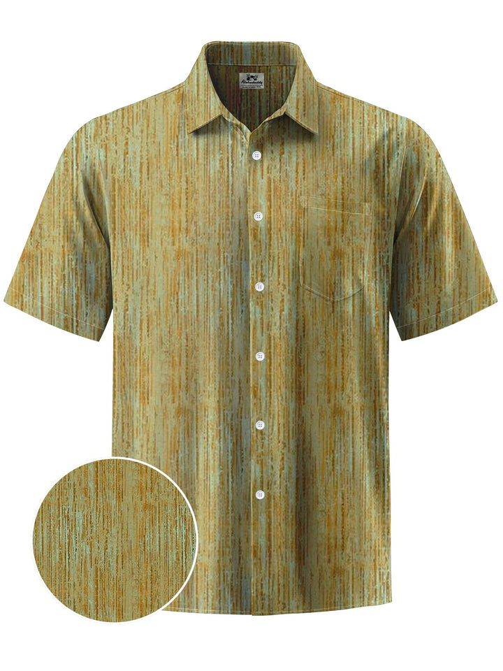 Alohadaddy® Vintage Stripes Art Print Chest Pocket Moisture Wicking Men&