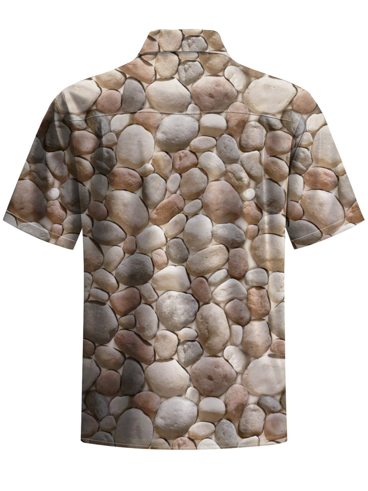 Alohadaddy® Casual Pebbled Art Print Moisture Wicking Chest Pocket Mens Short Sleeve Shirt Big &amp; Tall