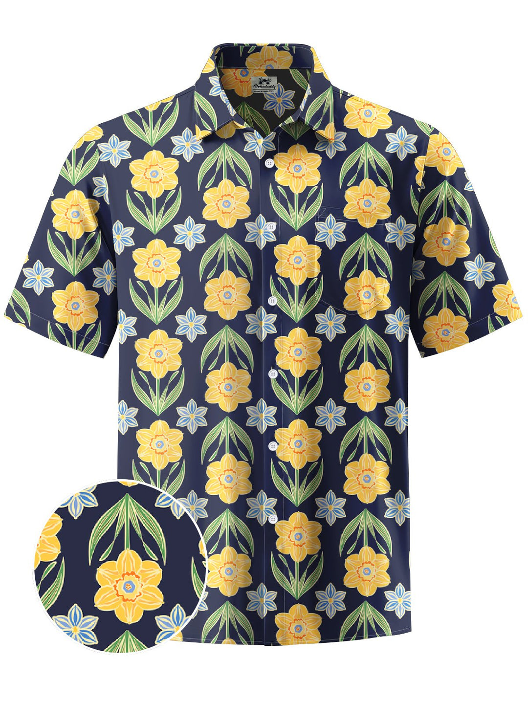 Alohadaddy® Casual Floral Art Print Chest Pocket Men&