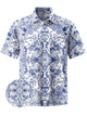 Alohadaddy® Casual Floral Art Print Moisture Wicking Men's Short Sleeve Shirt Big & Tall