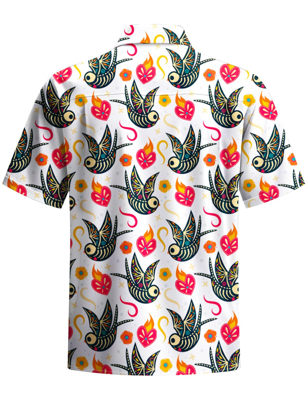 Alohadaddy® Casual Bird Art Print Chest Pocket Men&