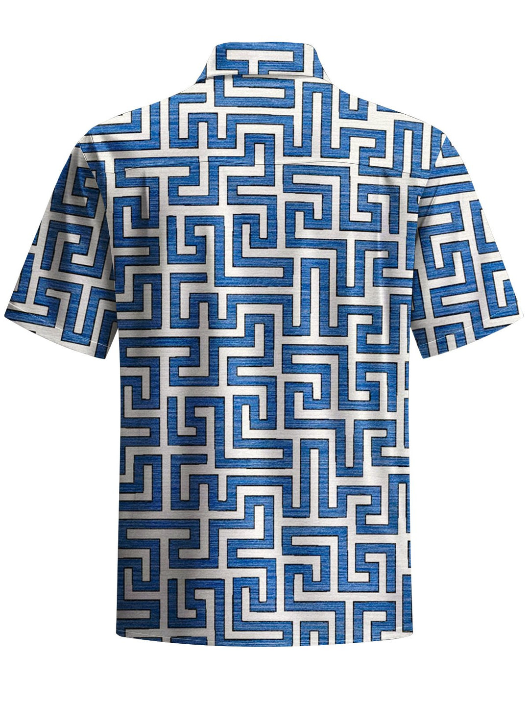 Alohadaddy® Casual Geometric Pattern Art Print Chest Pocket Men&