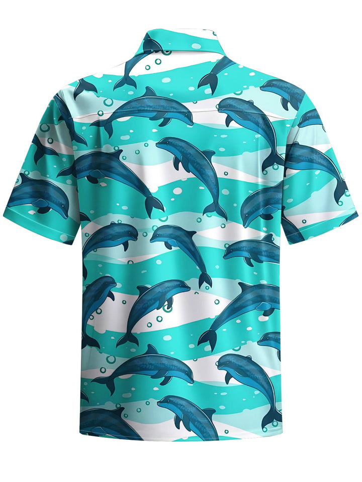 Alohadaddy® Hawaiian Dolphin Art Print Chest Pocket Men&
