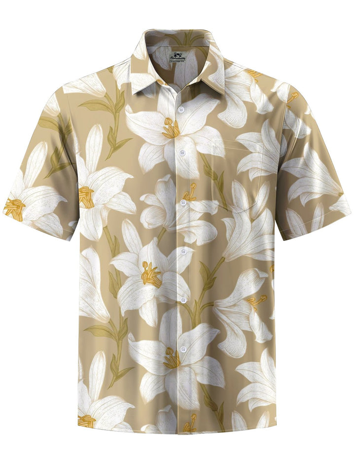 Alohadaddy® Hawaiian Floral Art Print Chest Pocket Men&