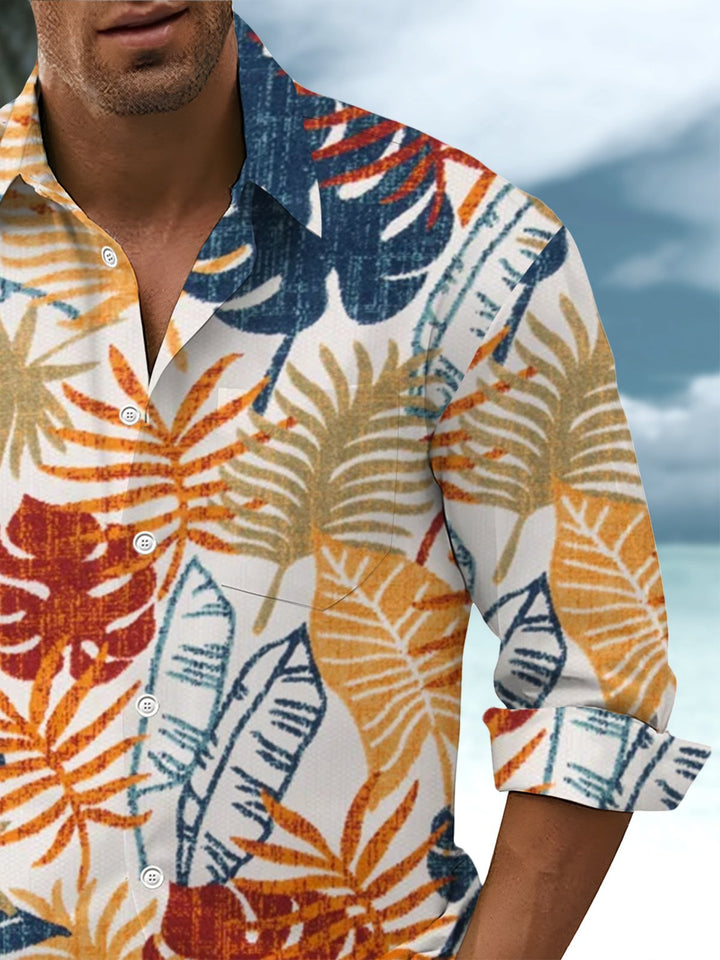 Alohadaddy® Hawaiian Palm Leaf Art Print Chest Pocket Men&