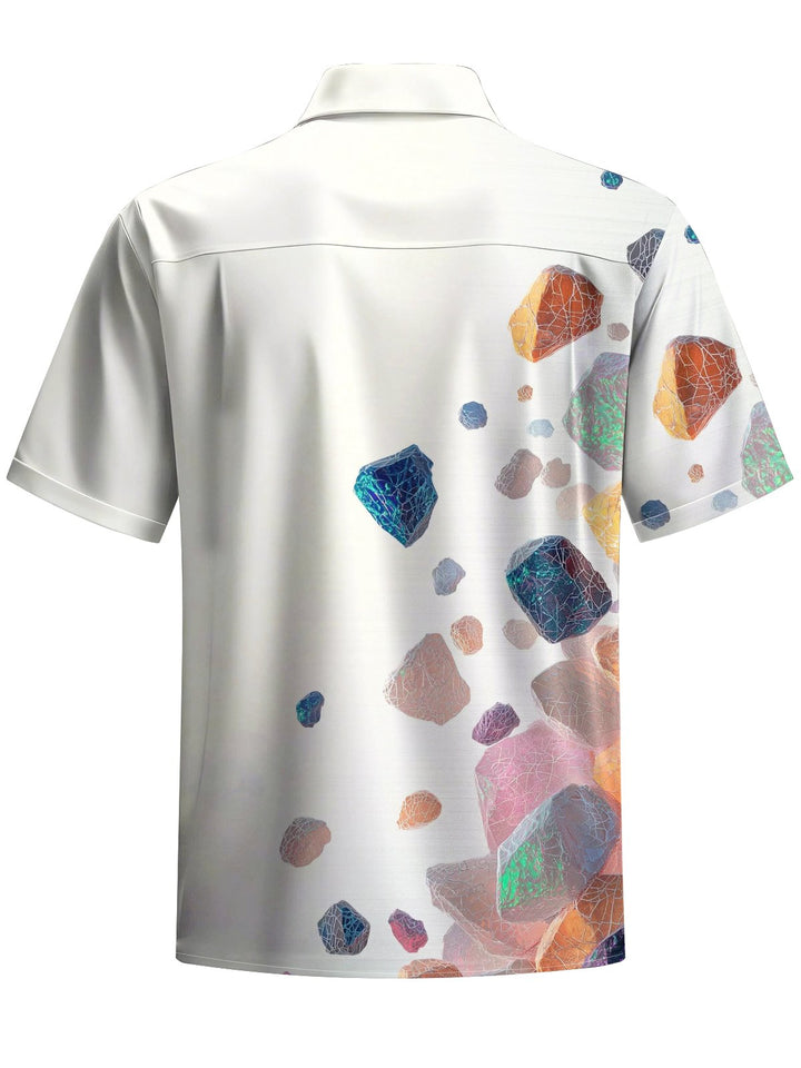 Alohadaddy® Casual Geometric Stone Art Print Chest Pocket Men&