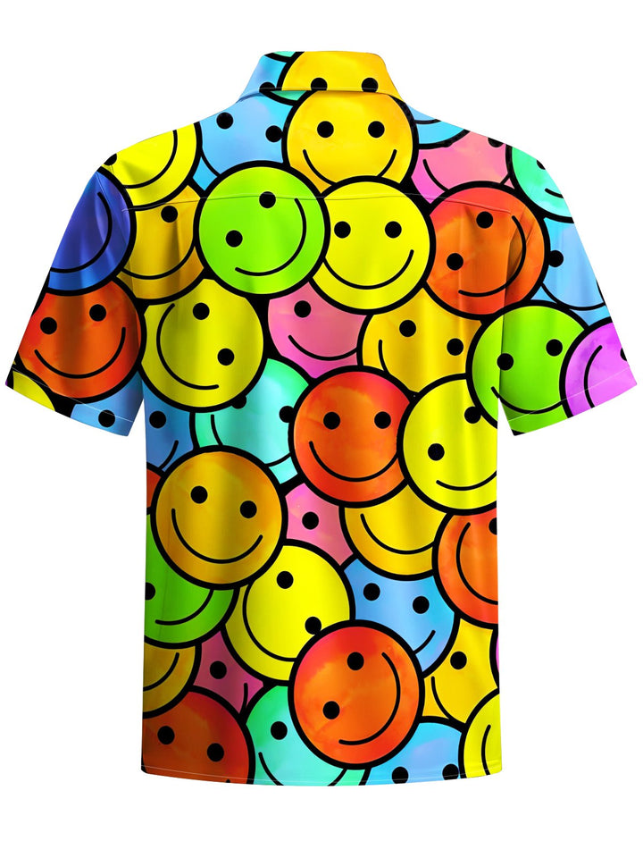 Alohadaddy® Casual Smiley Face Printed Chest Pocket Men&