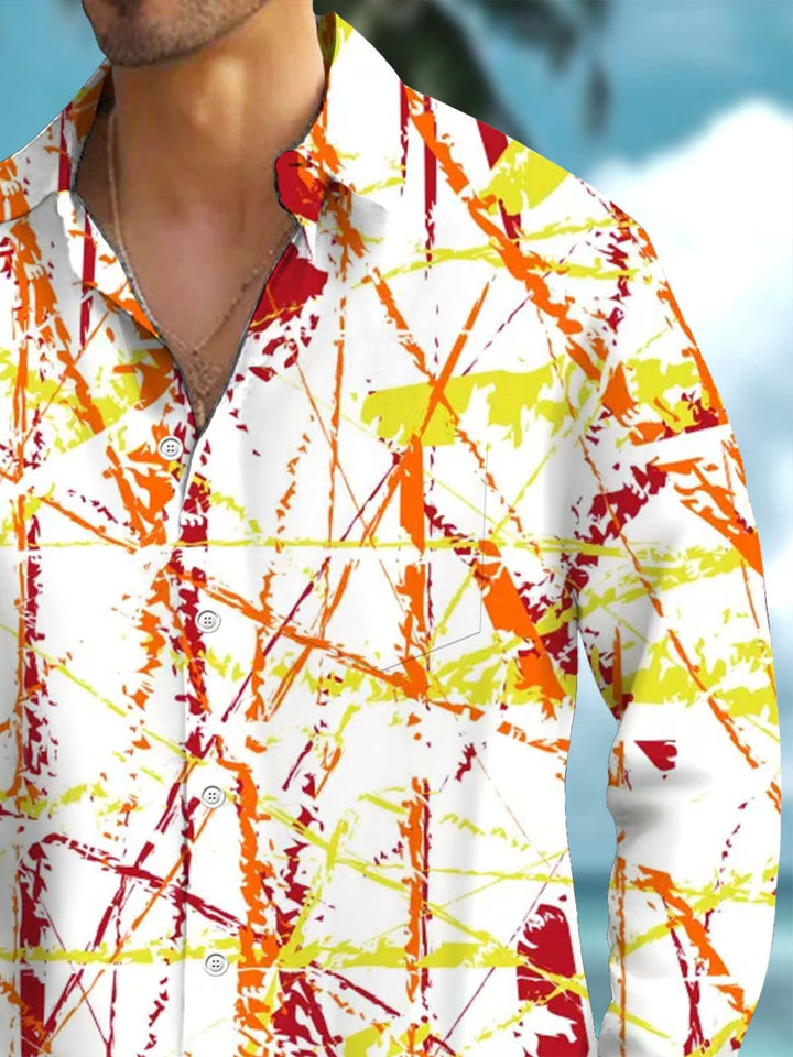 Alohadaddy® Casual Stripe Abstract Print Art Pocket Stretch Men&