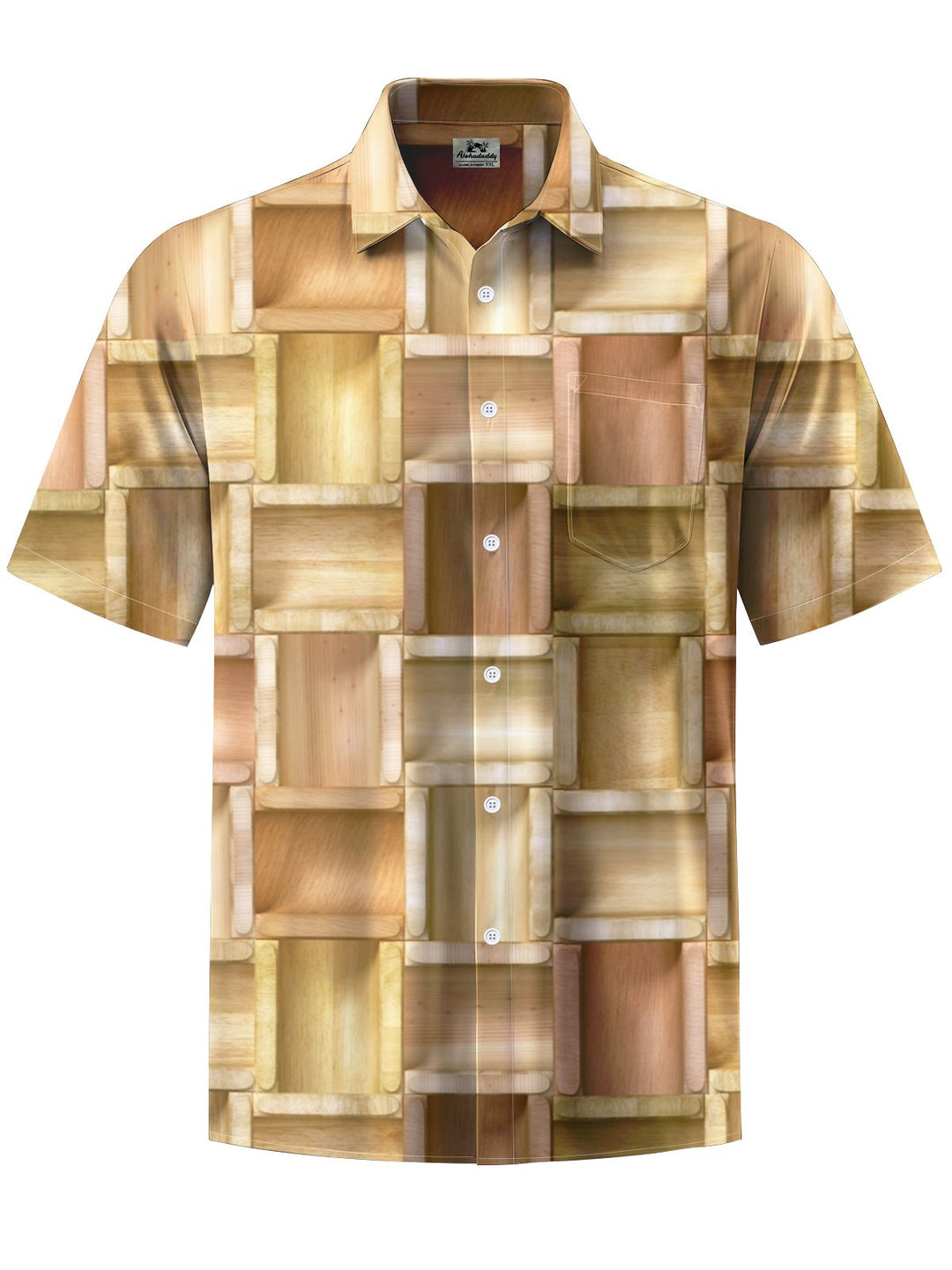 Alohadaddy® Casual Plaid Wood Grain Gradient Print Art Pocket Stretch Men&