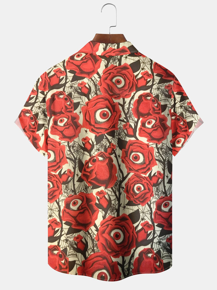 Alohadaddy® Vintage Eye-catching Rose Eye Print Pocket Button Elastic Men&
