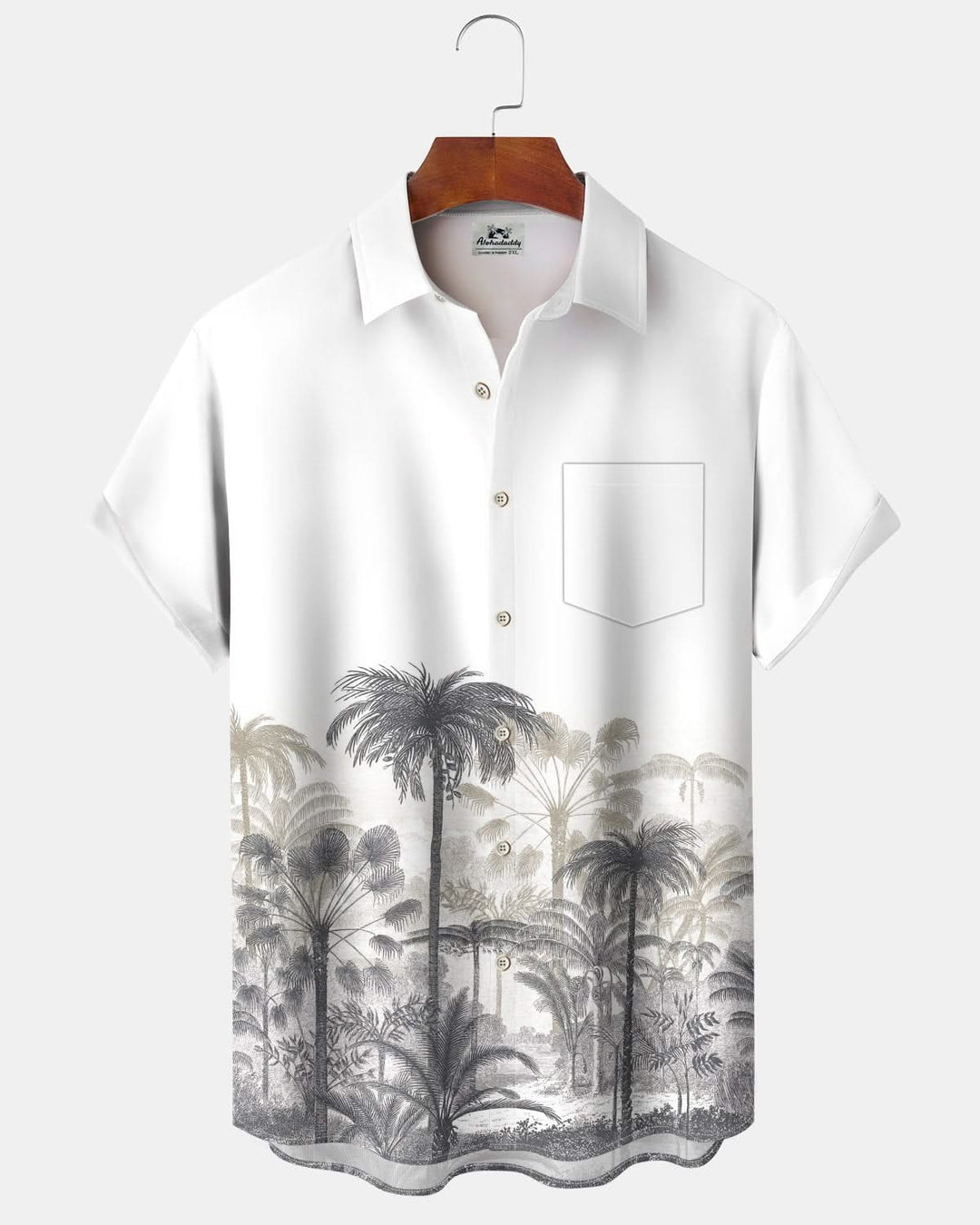 Alohadaddy® Casual Palm Tree Print Pocket Elastic Button Men&