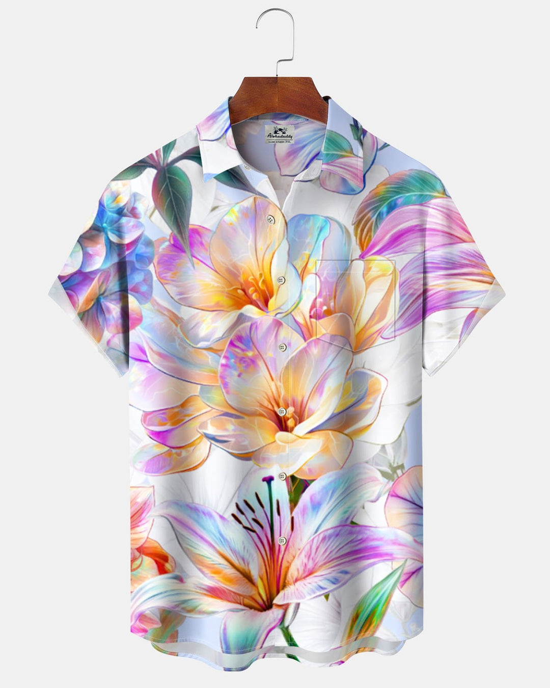 Alohadaddy® Hawaiian Floral Print Art Pocket Stretch Men&
