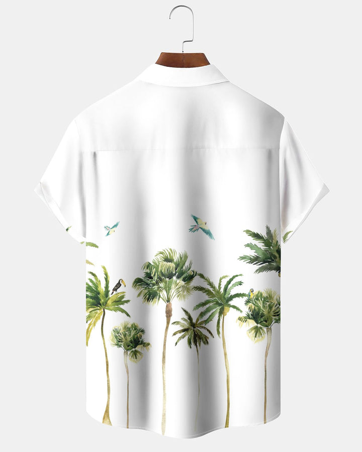Alohadaddy® Hawaiian Palm Tree Print Art Pocket Button Men&
