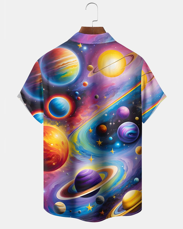 Alohadaddy® Casual Planet/Starry Sky Print Artistic Button Pocket Cardigan Men&
