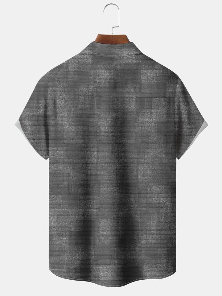 Alohadaddy Casual Everyday Commuter Basic Grey Dark Pattern Print Art Polyester Pocket Cardigan Stretch Long Large Size Short Sleeve Shirt