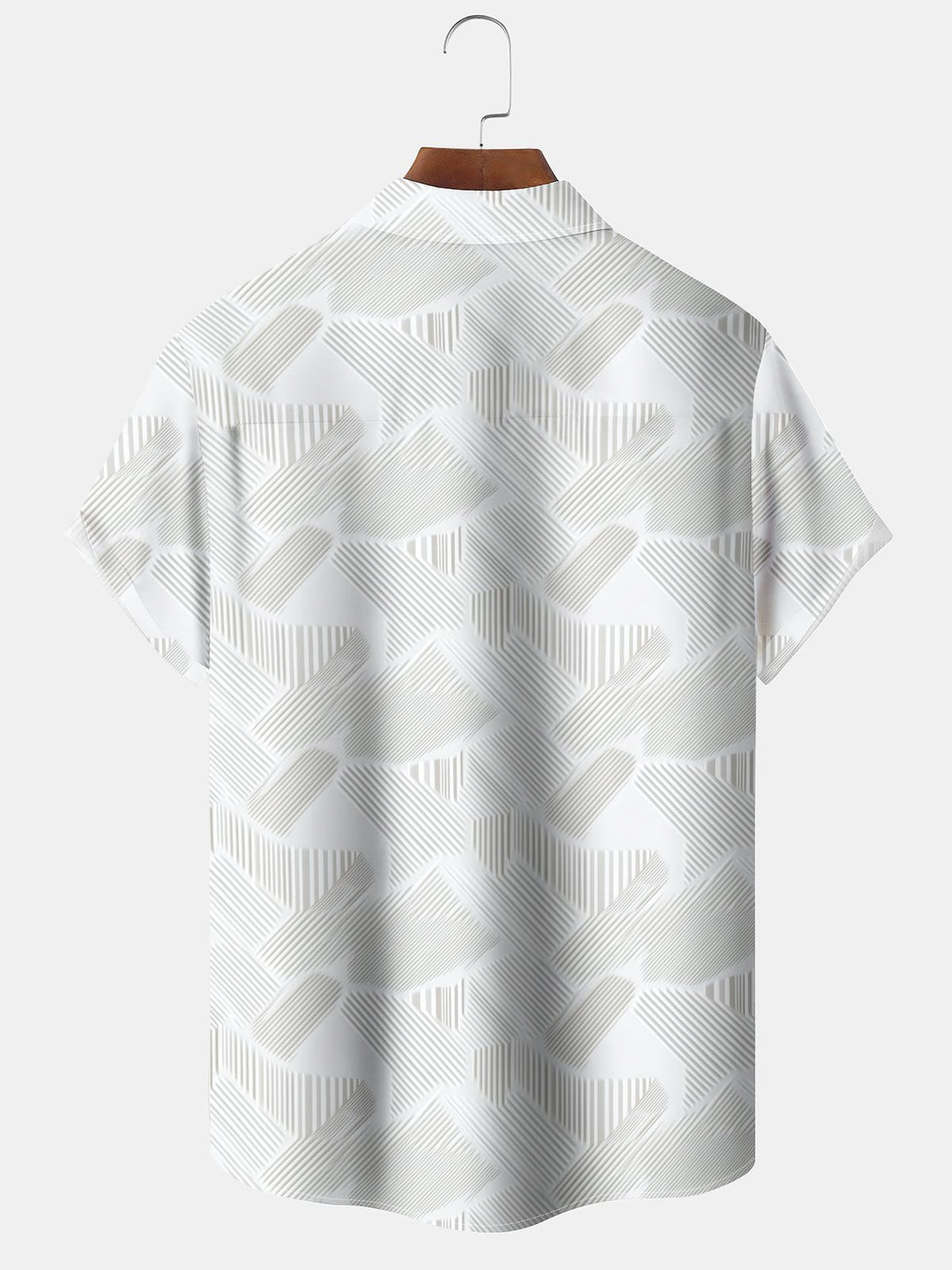 Alohadaddy Casual Stripes Dark Pattern Print Art Polyester Stretch Oversized Pocket Short Sleeve Shirt