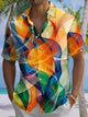 Alohadaddy® Retro Abstract Art Print Chest Pocket Stretch Moisture Wicking Large Size Hawaiian Shirt