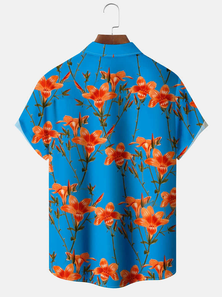 Alohadaddy® Casual Floral Art Print Pockets Wicking Hawaiian Shirt Big &amp; Tall