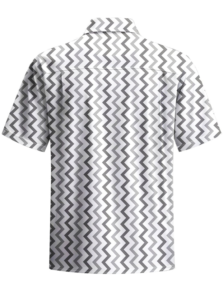 Alohadaddy® Casual Stripe Art Print Chest Pocket Men&