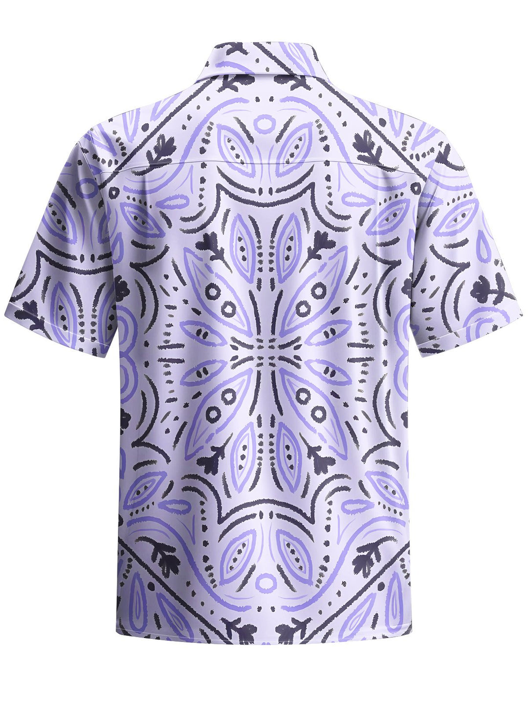 Alohadaddy® Casual Ethnic Pattern Flowers Print Art Chest Pocket Men Short Sleeve Shirt Big &amp; Tall