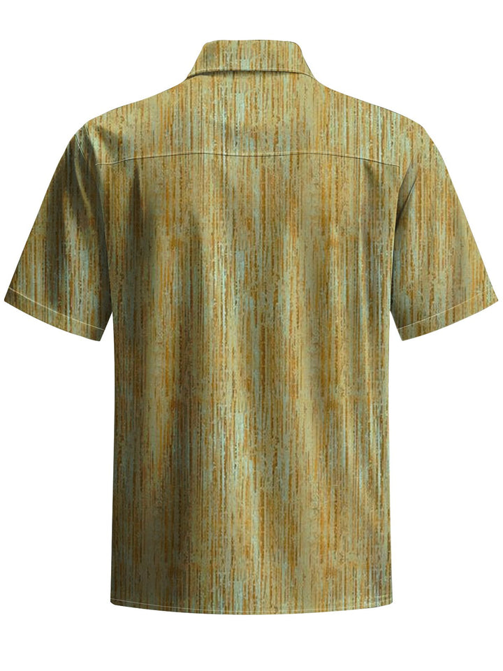 Alohadaddy® Vintage Stripes Art Print Chest Pocket Moisture Wicking Men&