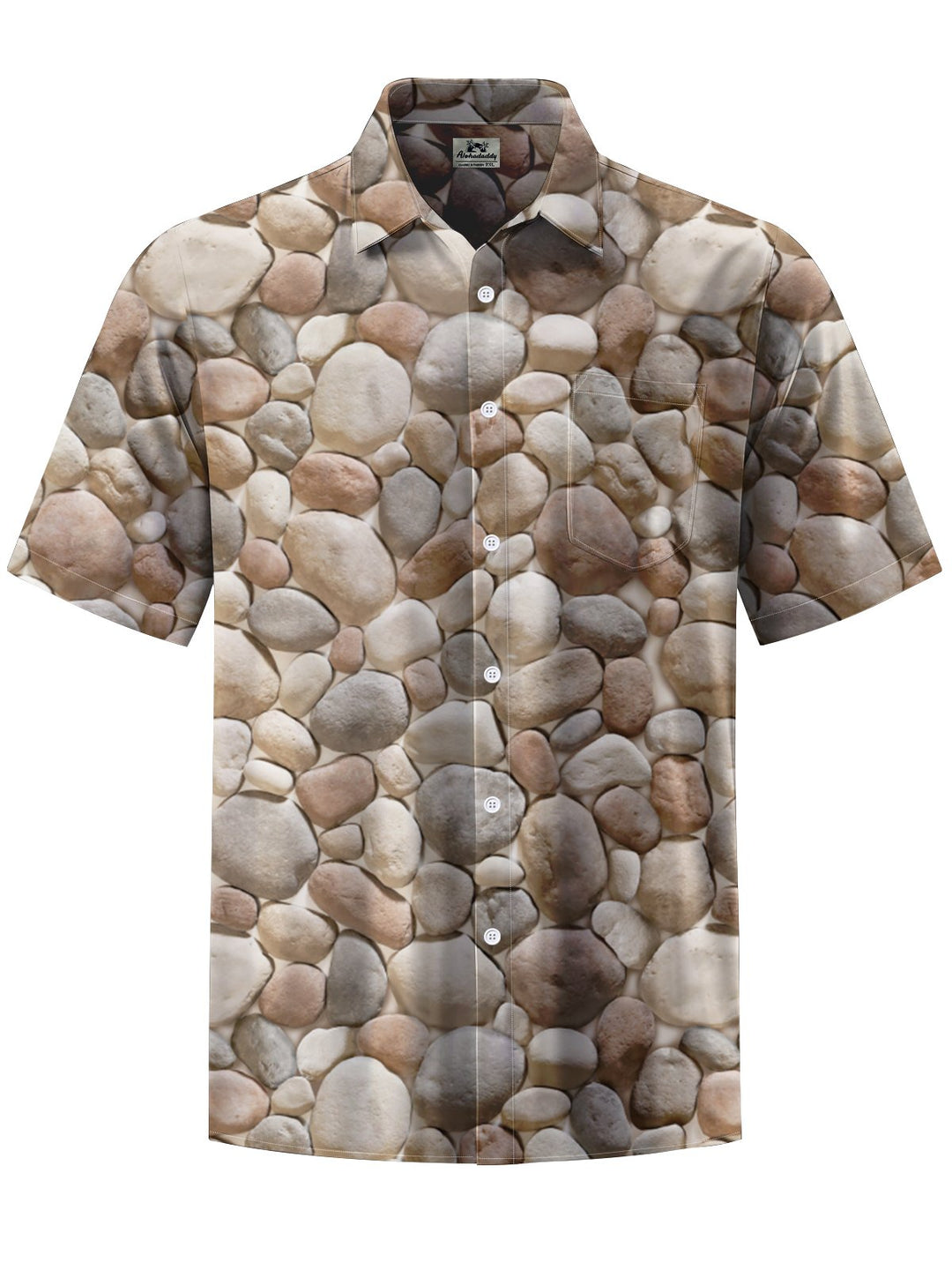 Alohadaddy® Casual Pebbled Art Print Moisture Wicking Chest Pocket Mens Short Sleeve Shirt Big &amp; Tall