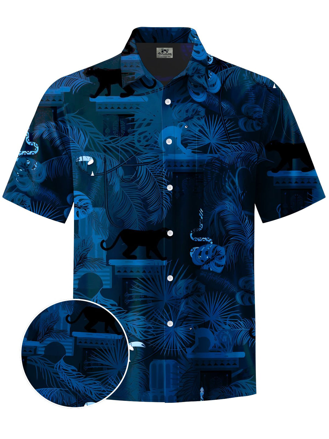 Alohadaddy® Hawaiian Palm Leaf Snake Art Print Chest Pocket Mens Short Sleeve Shirt Big &amp; Tall