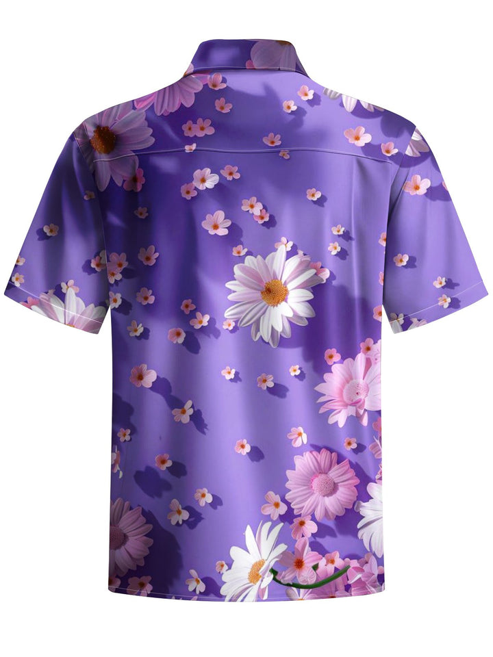 Alohadaddy® Hawaiian Floral Art Print Chest Pocket Men&
