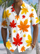 Alohadaddy® Men's Casual Maple Leaf Art Print Chest Pocket Short Sleeve Shirt Big & Tall