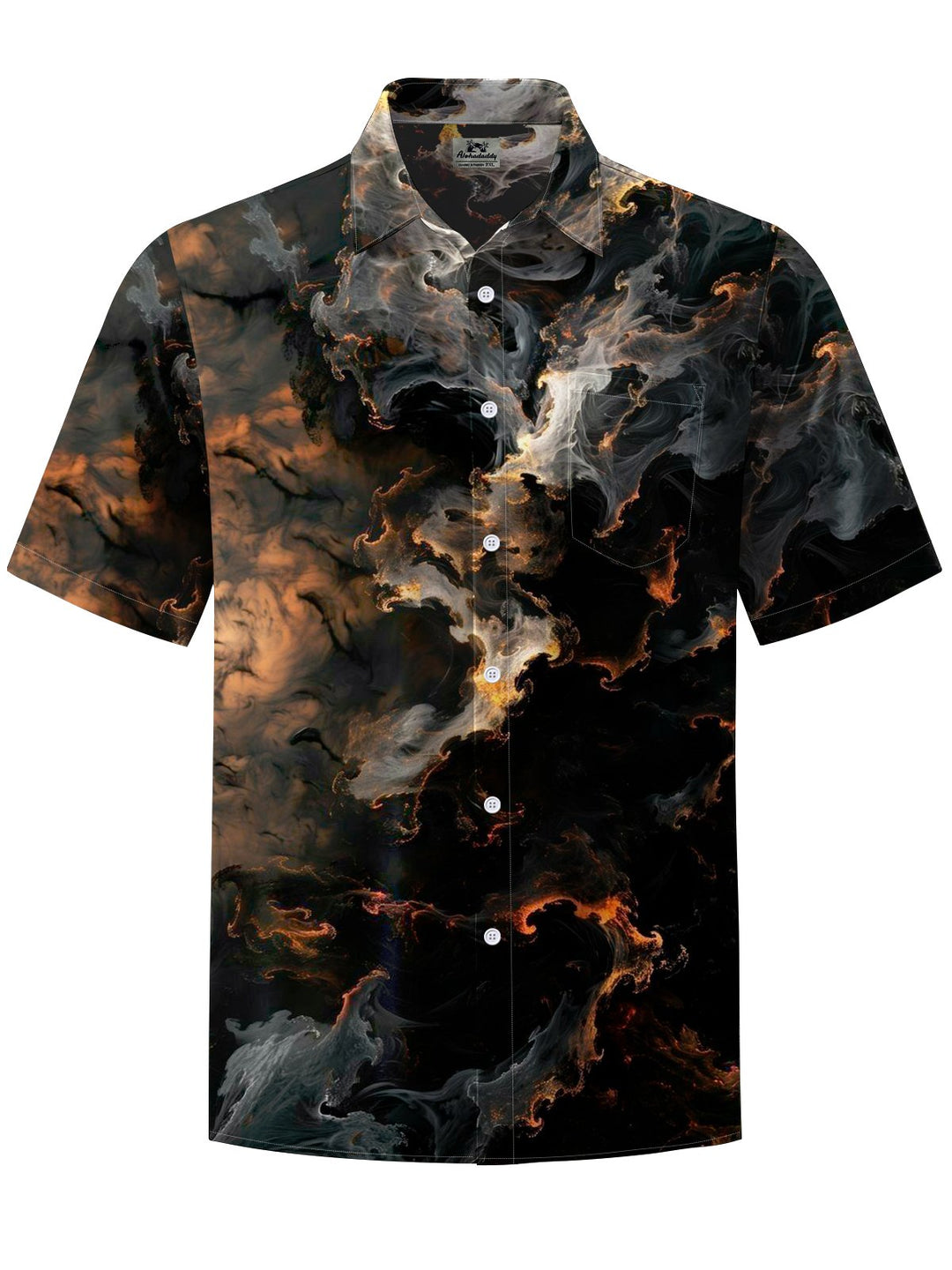 Alohadaddy® Casual Abstract Art Print Chest Pocket Men&