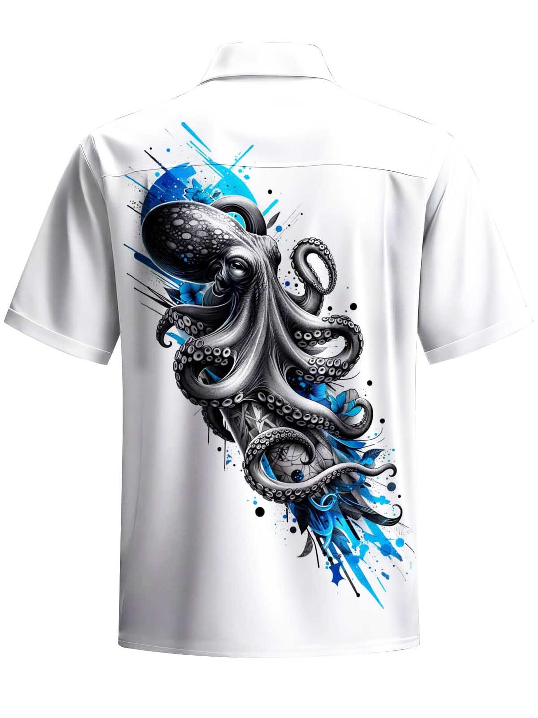 Alohadaddy® Casual Octopus Art Print Chest Pocket Men&