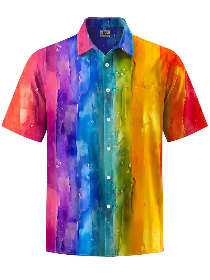 Alohadaddy® Casual Ombre Printed Artwork Chest Pocket Stretch Men&