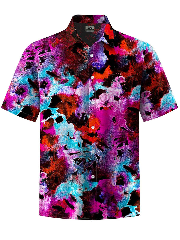 Alohadaddy® Vintage Abstract Art Print Chest Pocket Stretch Men&