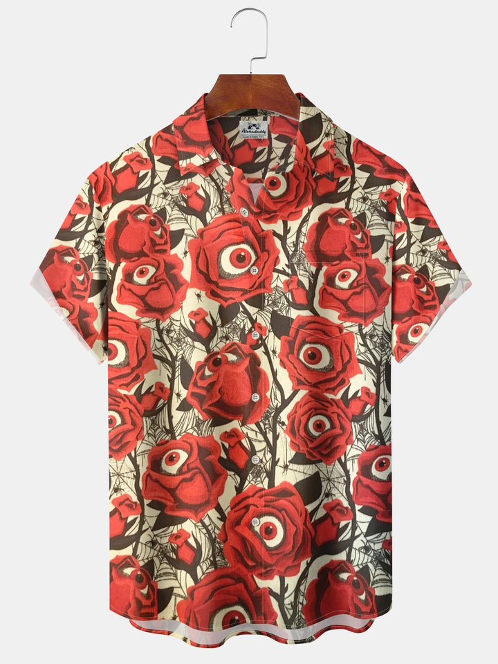 Alohadaddy® Vintage Eye-catching Rose Eye Print Pocket Button Elastic Men&