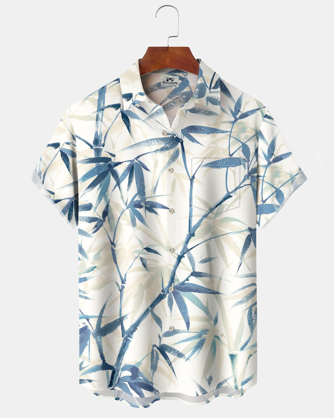 Alohadaddy® Hawaiian Bamboo Graphic Print Pockets Elastic Button Closure Men&