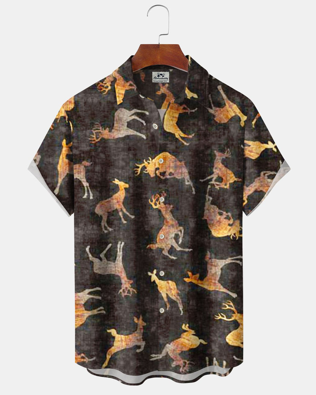 Alohadaddy® Christmas Reindeer Print Artistic Stretch Button Pocket Men&