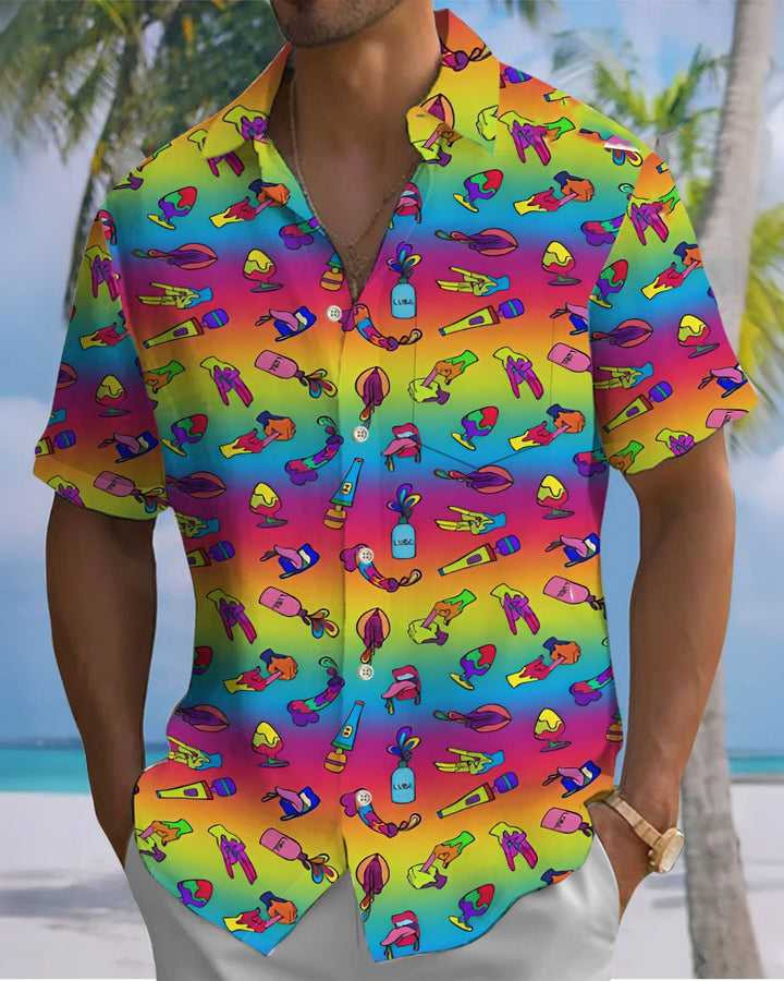 Alohadaddy® Casual Bottle Print Art Button Pocket Cardigan Men&