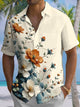 Alohadaddy Casual Collection Flowers Print Art Buttons Cardigan Pockets Fresh Stretch Polyester Short Sleeve Shirt