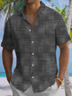 Alohadaddy Casual Everyday Commuter Basic Grey Dark Pattern Print Art Polyester Pocket Cardigan Stretch Long Large Size Short Sleeve Shirt