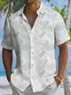 Alohadaddy Casual Stripes Dark Pattern Print Art Polyester Stretch Oversized Pocket Short Sleeve Shirt