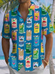 Alohadaddy® Casual Cans Print Art Chest Pocket Mens Short Sleeve Shirt Big & Tall