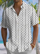 Alohadaddy® Casual Stripe Art Print Chest Pocket Men's Short Sleeve Shirt Big & Tall
