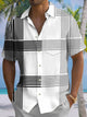 Alohadaddy® Casual Stripe Art Print Chest Pocket Men's Short Sleeve Shirt Big & Tall