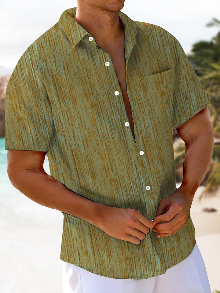 Alohadaddy® Vintage Stripes Art Print Chest Pocket Moisture Wicking Men&