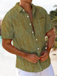 Alohadaddy® Vintage Stripes Art Print Chest Pocket Moisture Wicking Men's Short Sleeve Shirt Big & Tall