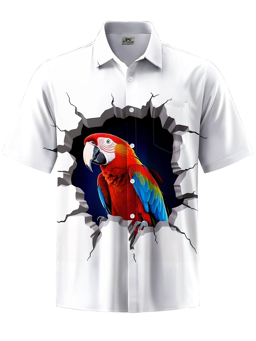Alohadaddy® Parrot Print Art Chest Pocket Men&