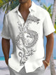Alohadaddy® Casual Dragon Art Print Chest Pocket Mens Short Sleeve Shirt Big & Tall
