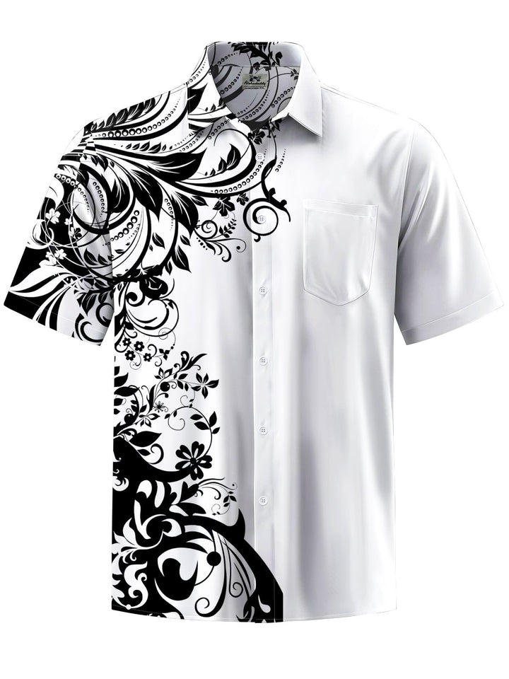 Alohadaddy® Casual Pattern Print Art Chest Pocket Men&