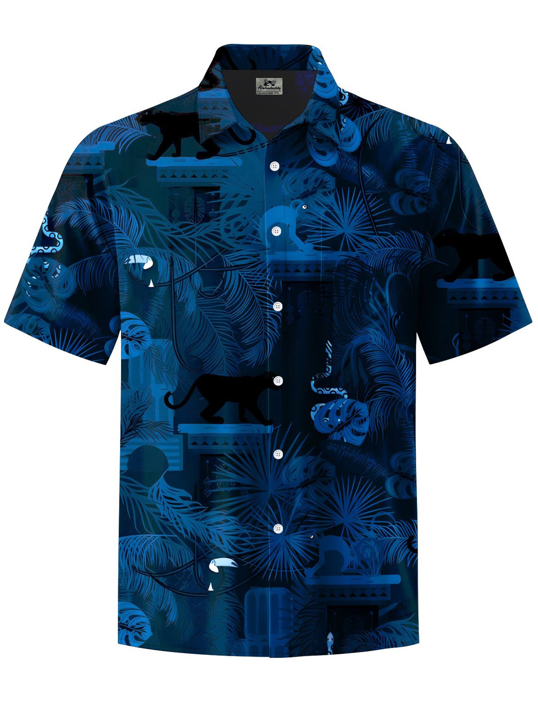 Alohadaddy® Hawaiian Palm Leaf Snake Art Print Chest Pocket Mens Short Sleeve Shirt Big &amp; Tall